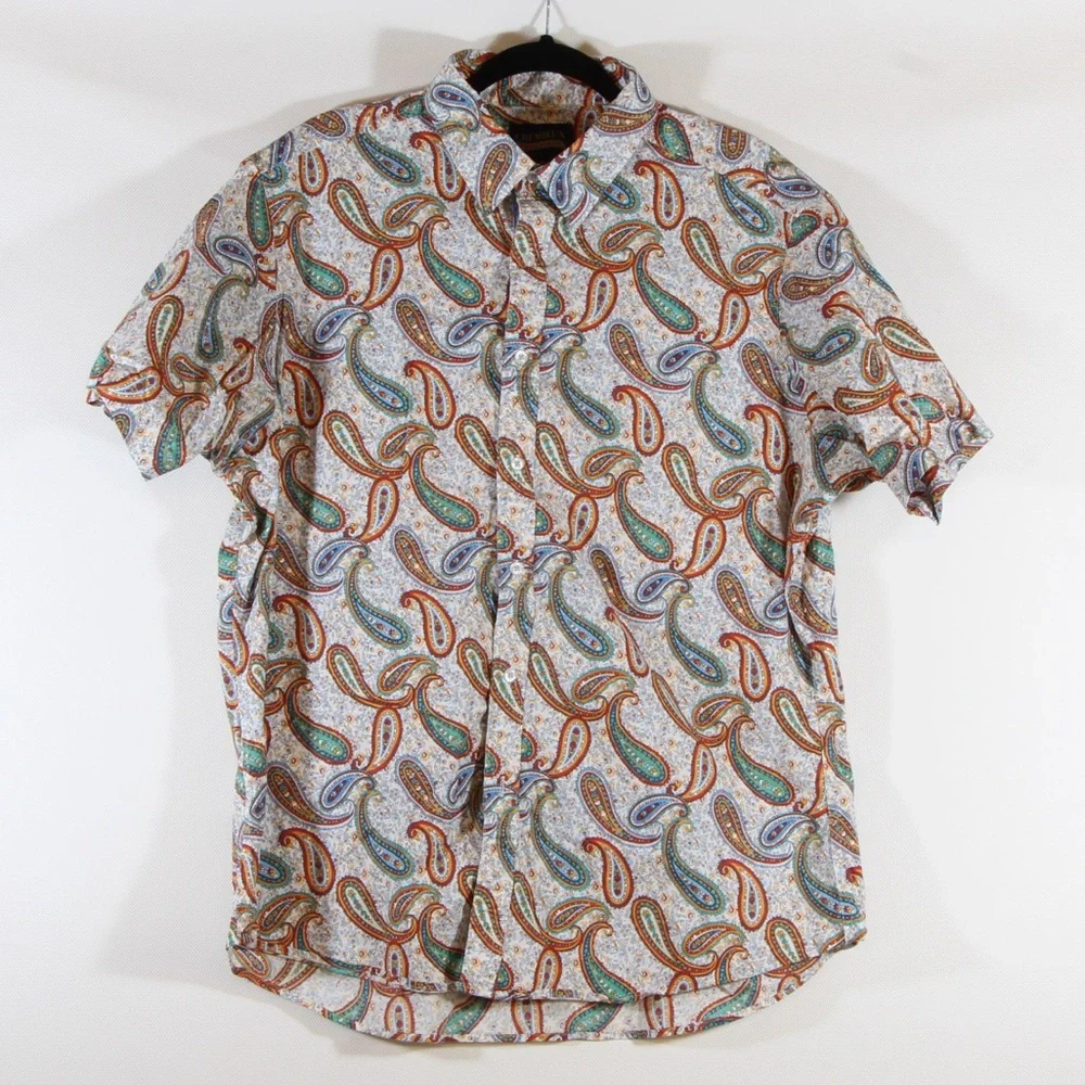 Daniel Cremieux Premier Denim Multicolor Paisley Men's Short Sleeve Shirt - Picture 2 of 5